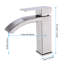 Robinet de lavabo de salle de bain avec sortie cascade, poignée simple, bonde escamotable pour trop-plein, nickel brossé, débit d'eau facile et ajustement de la température, matériau en acier inoxydable, débit stable,