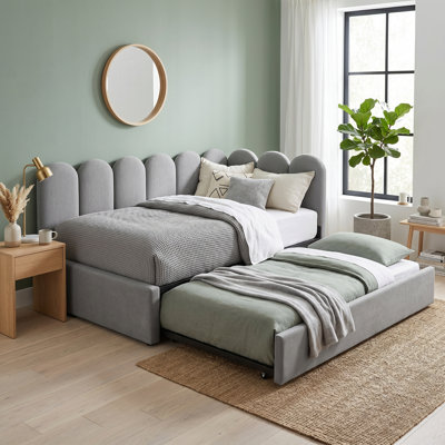 Upholstered Velvet Daybed with Trundle Bed