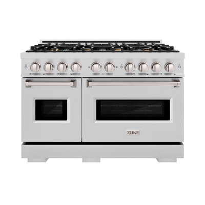 ZLINE Autograph Edition 48 in. 6.7 cu. ft. Classic Double Oven Dual Fuel Range with 8 Burner Gas Cooktop