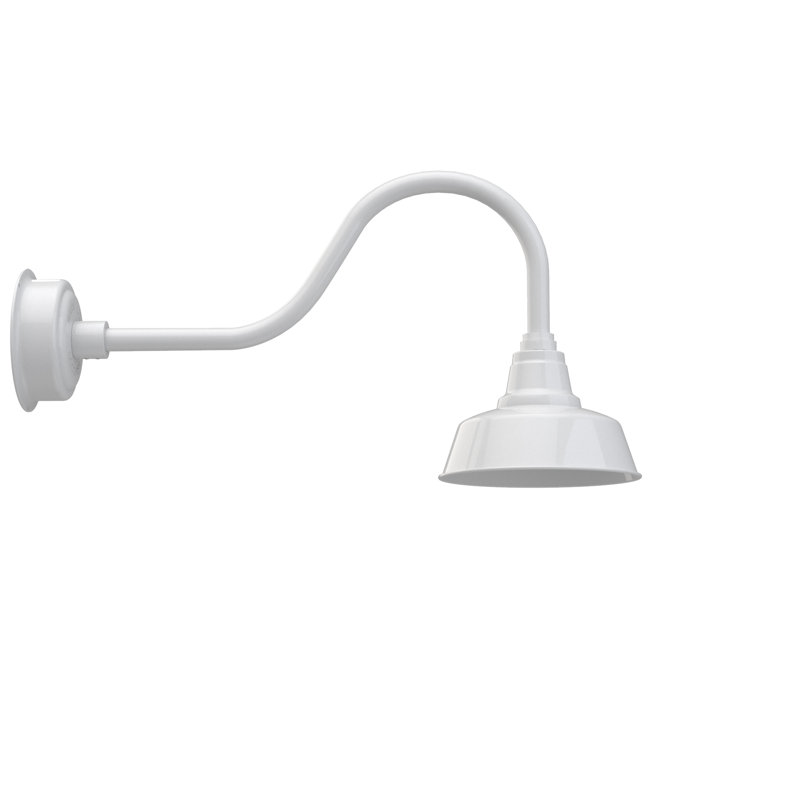 Luminaire de grange d’extérieur Vandervliet, H 16,37 po x l 10 po x P 28,75 po, Blanc