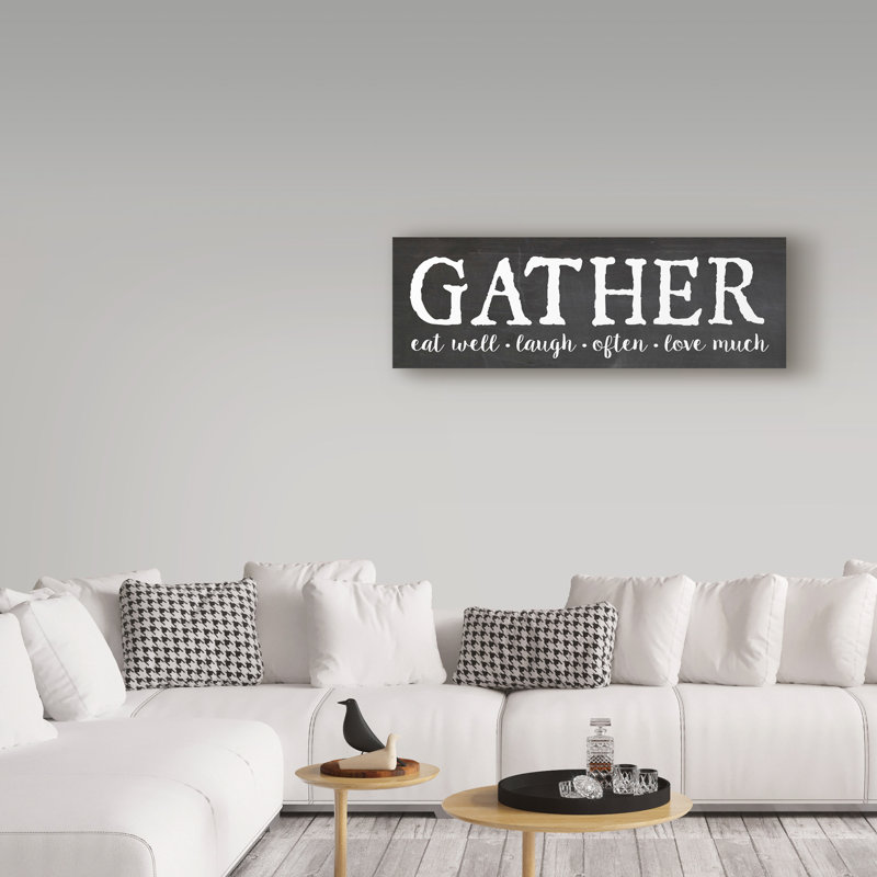 Keishawna «Gather», art textuel sur toile tendue, H 10 po x l 32 po