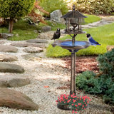 Adila 3-in-1 Garden Bird Bath Bowl Pedastal with Bird Feeder, Large Water Basin, & Underneath Flower Planter