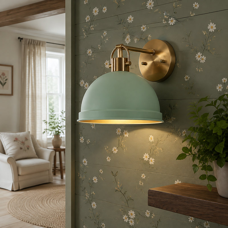 9'' W Armed Wall Sconce, Green