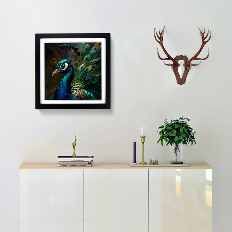 Peacock Expressionism - Framed Print, Black