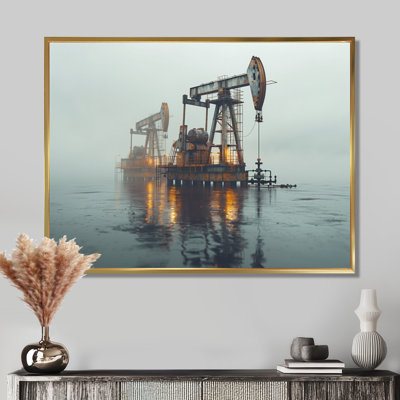 Gris, jaune, hiver, carburant, Futures, plate-forme de pétrole