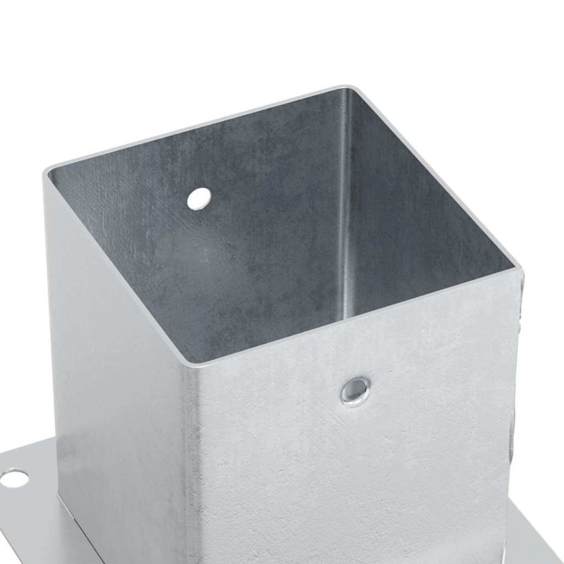 Post Bases Square 12 Pcs Galvanised Steel, Silver, 15cm H x 15cm W x 15cm D