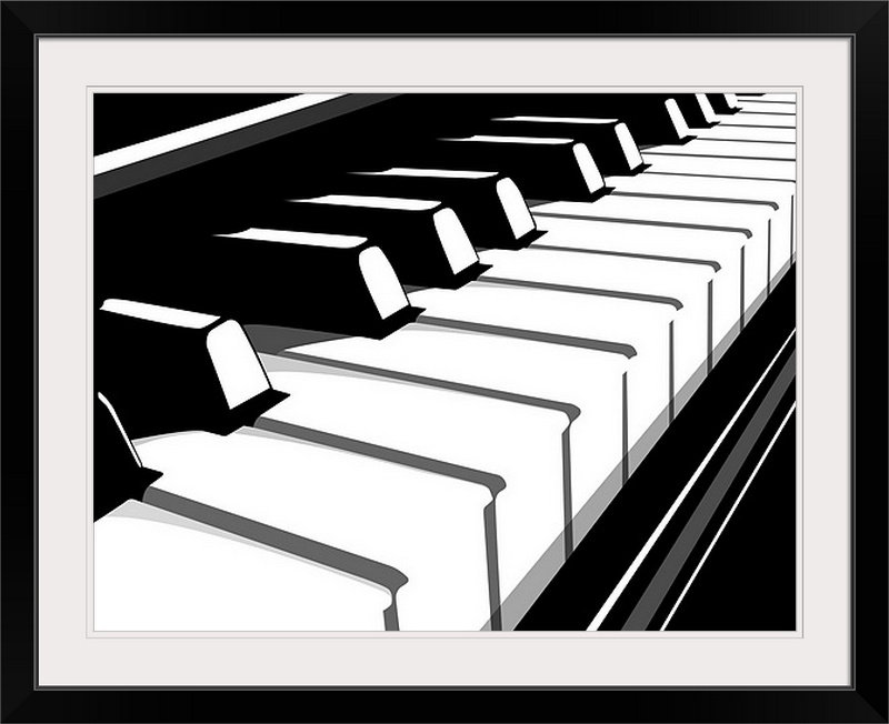 « ii » par michael tompsett, impression Piano Keyboard, H 20 po x l 24 po x P 1 po, Cadre noir
