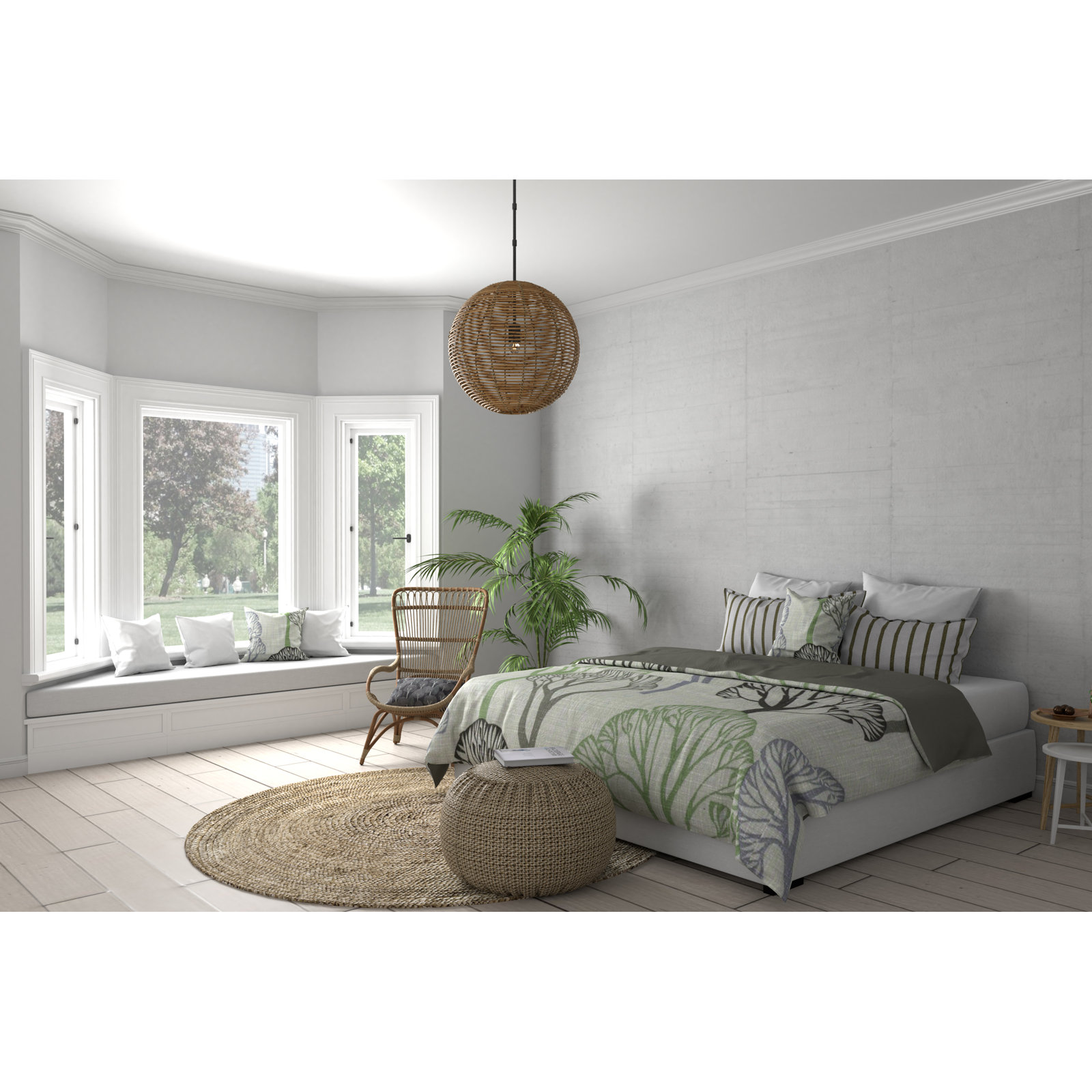 Single Light Rattan Dimmable Pendant