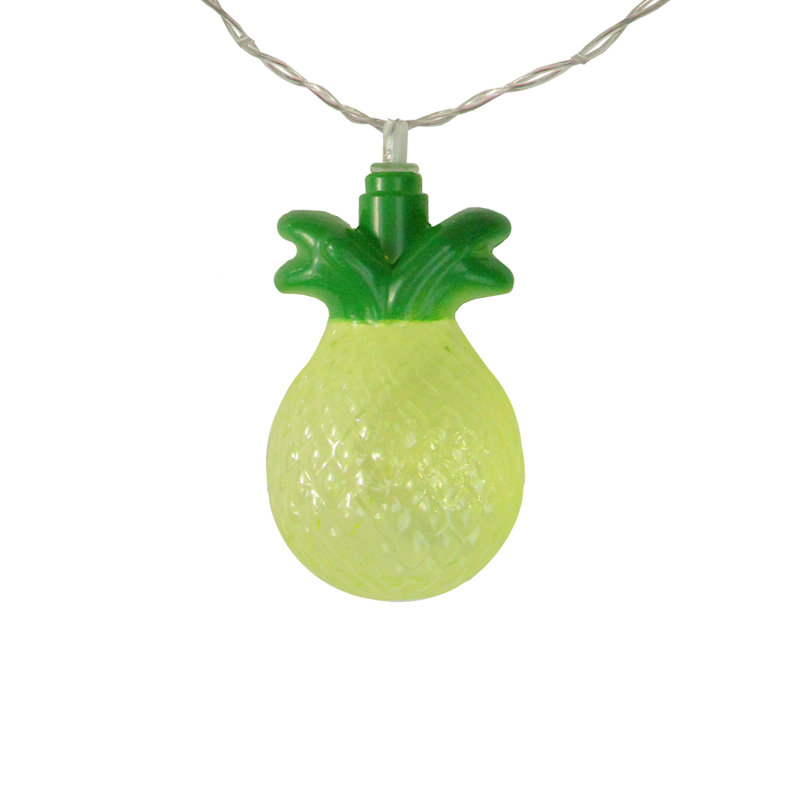 10-Count Green Pineapple LED String Lights - 4.5ft Clear Wire