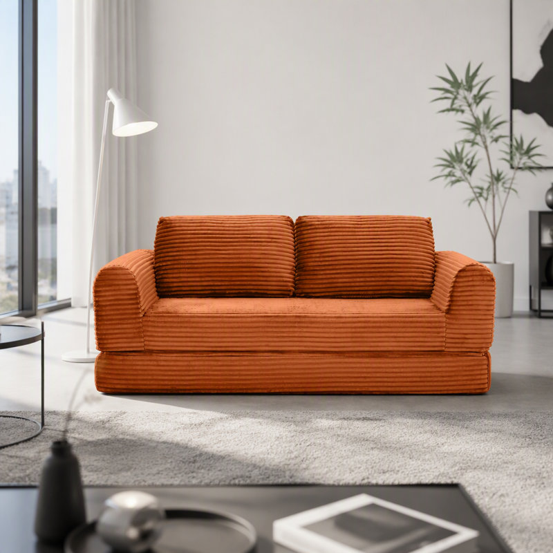 Canapé-lit convertible 2 en 1 avec mécanisme coulissant et conception modulaire pour les espaces de vie modernes., 82" W