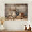Farmhouse Hat And Wildflower Vase - Countryside Landscape Wood Wall Decor On Natural Pine Wood-811336125