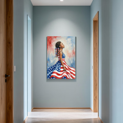 Fashion American Flag Dress Woman Portrait