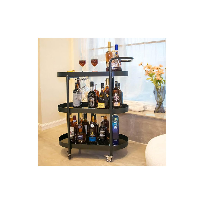 Rebrilliant Bar Carts for The Home,Wine Cart,Drink Cart,with 3-Tier ...