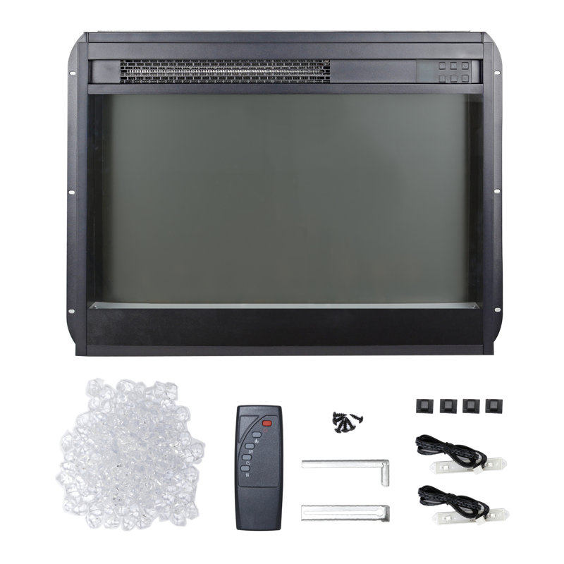 Foyer électrique encastrable 23 pouces - 5000 / H, flamme réaliste, protection contre la surchauffe, télécommande, minuterie latérale, double protection