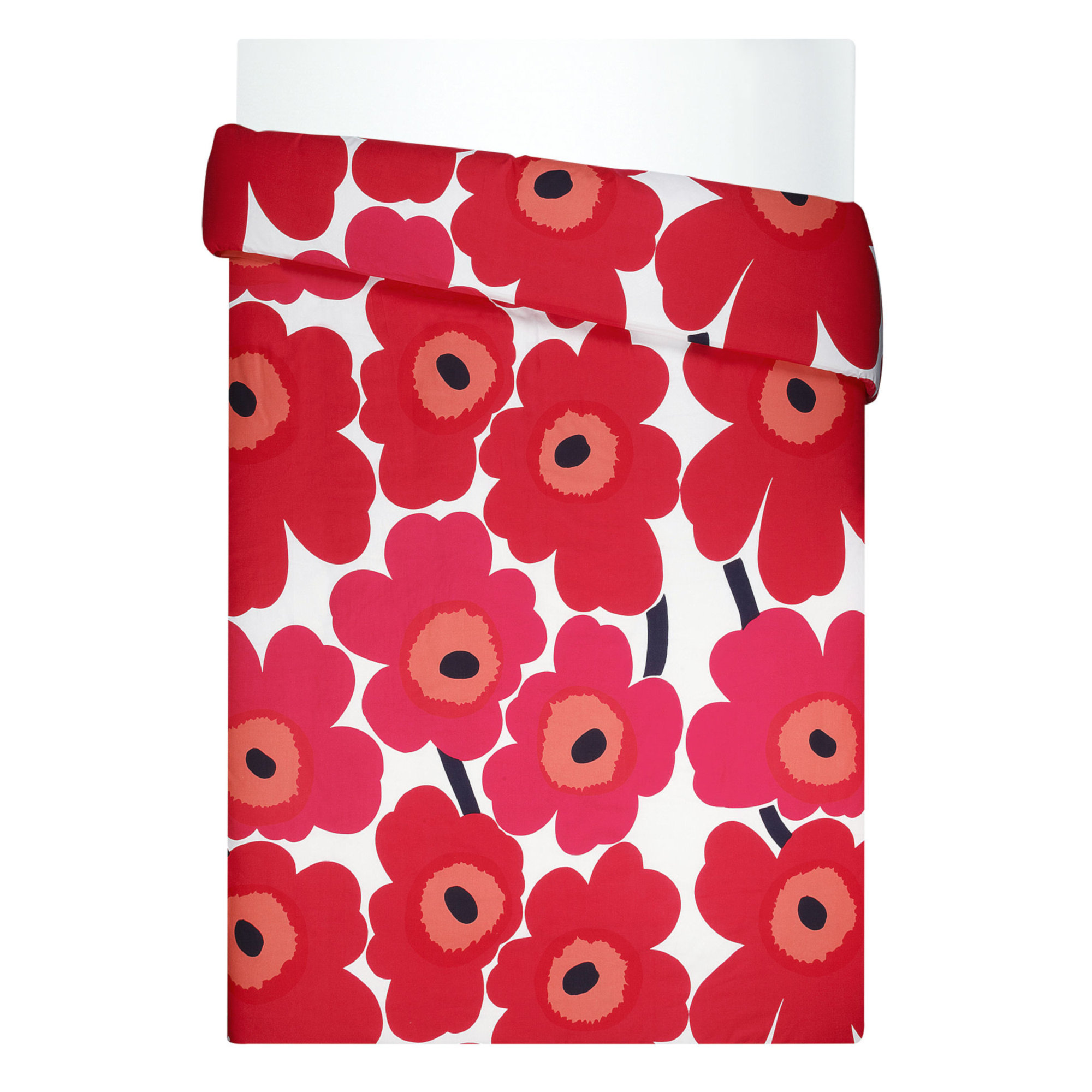 Marimekko Unikko Cotton Red Duvet Cover Set, Twin Duvet Cover + 1 Sham, Red/Pink