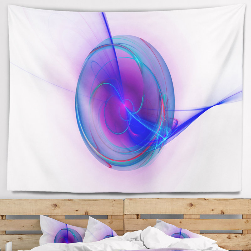 Tapisserie abstrait abstrait à motif fractal blue, H 32 po x l 39 po