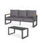 2-Piece 3-Seat Outdoor Sofa Couch Set, 75" All-Weather 3-Seat Aluminum Patio Sofa with Thick Gray Cushions  & 44" Glass Coffee Table