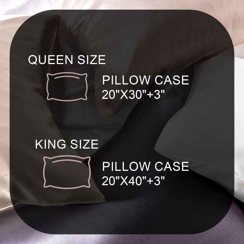 Ensemble de 2 taies d'oreiller en soie pour chambre d'amis, Taie d'oreiller taille très grand, Or