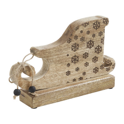 Flocon de neige en bois naturel traîneau 6 x 9,5 x 2