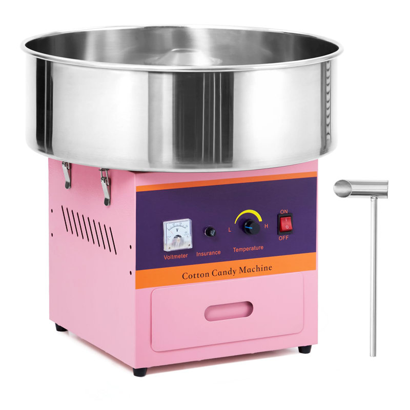 Machine à barbe à papa 1000W avec bol en acier inoxydable, Rose