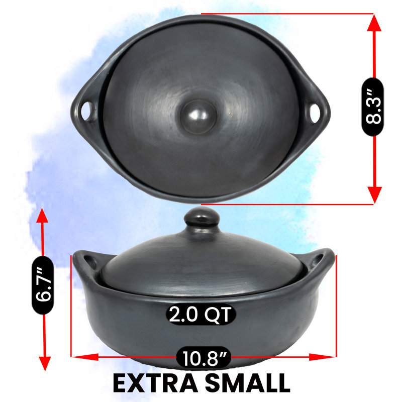 Ancient Cookware Earthenware Braiser with Lid, 2 qt
