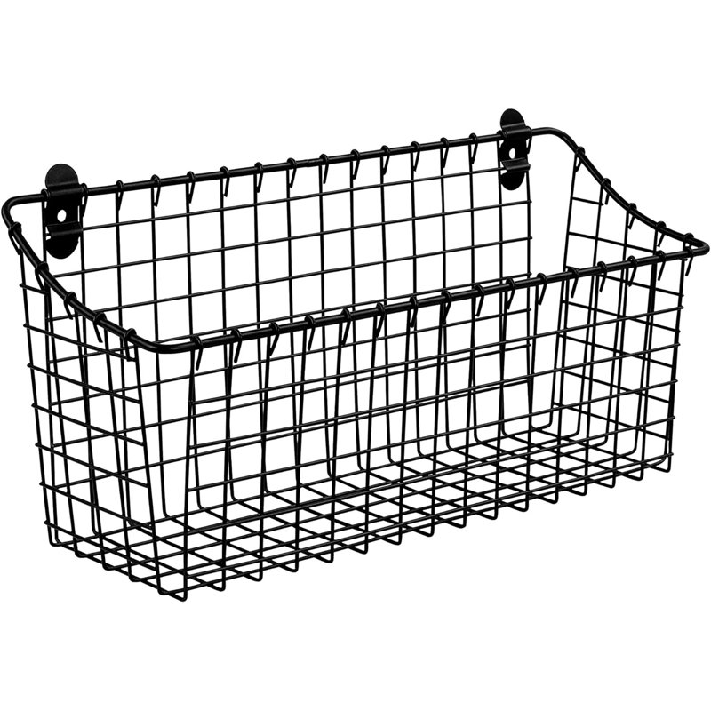 Albie Metal Wall Organizer with Wall Baskets, 15.25" W x 7.5" H x 5.5" D