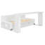 Grand lit de jour avec bureau amovible, tiroirs de rangement et table d'appoint hydraulique, blanc-1328783098-1328783093