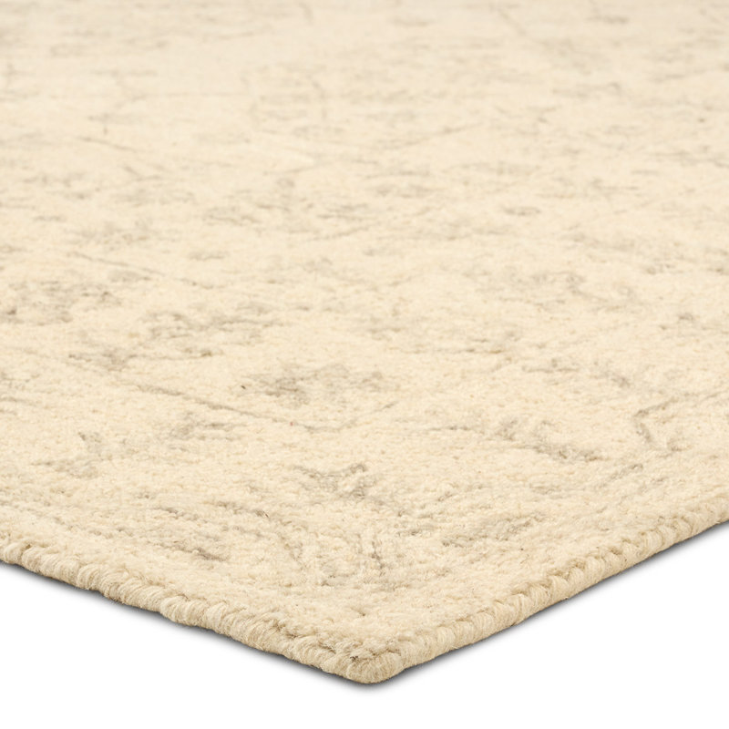 Tapis blanc en laine touffeté à la main Cowan, Rectangle 9 pi 6 po x 13 pi 6 po