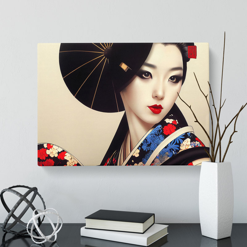 Charming Geisha - Wrapped Canvas Painting