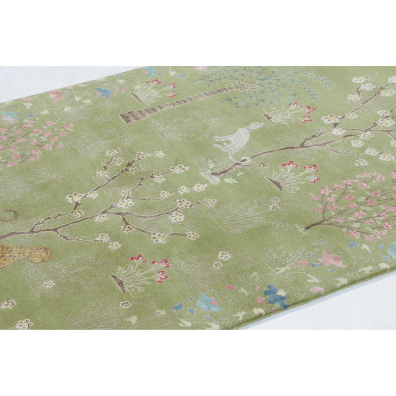 Modern Handmade Silk and Wool Area Rug
