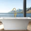 Robinet de baignoire autoportant avec douche à main en or - construction en métal, finition élégante de salle de bain, pour