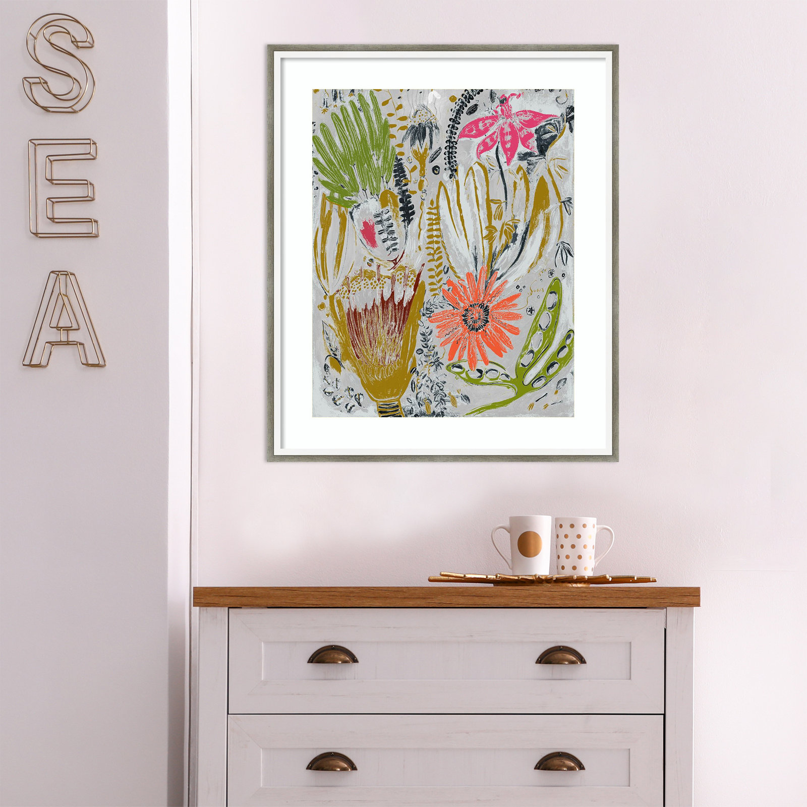 Tropical Blooms by Maya Woods, Gray, 21" W x 25" H