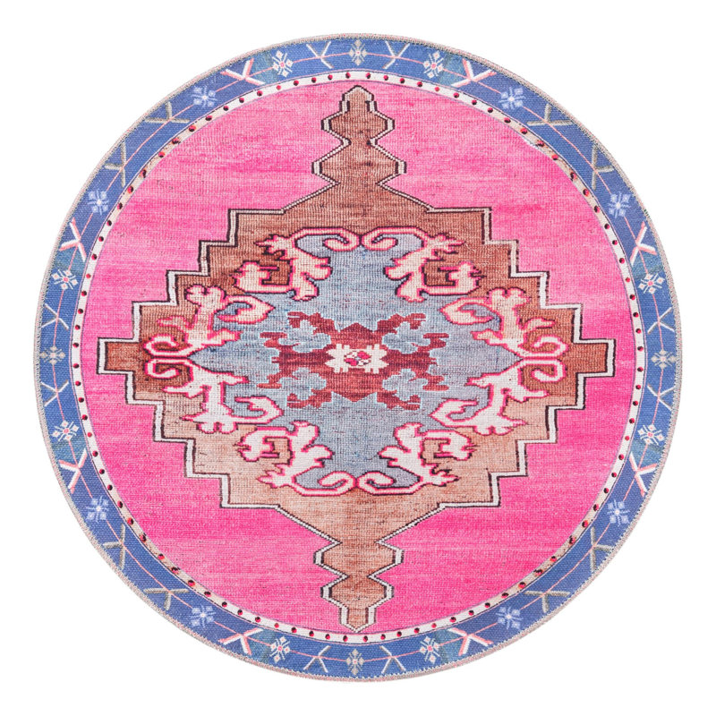 Oppie Performance Chenille Oriental Indoor Rug, Round 3'6"