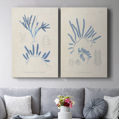 Toile tendue avec algues bleu marine I-Premium - prête à être accrochée