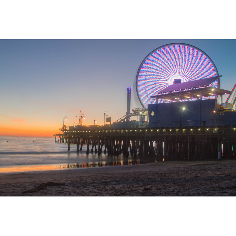 Santa Monica Pier Sunset by V_swenson - Wrapped Canvas Print, 30cm H x 46cm W x 3.8cm D