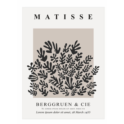 Abstrait matisse noir et beige, reproduction d'art moderne sans cadre Mid-Century