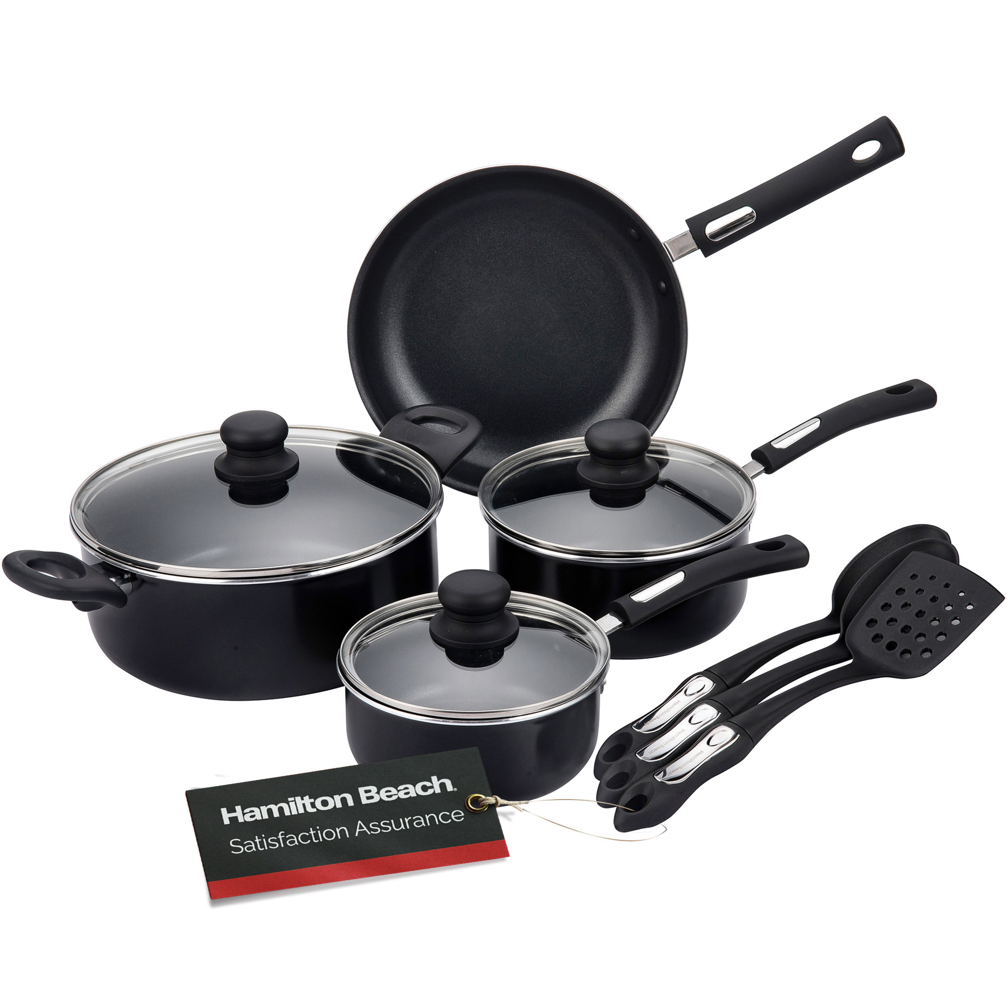 Goodcook 12-piece Micro-divot Nonstick Aluminum Cookware Set With Pans,  Dutch Oven, Spoon And Turner, Black,black : Target