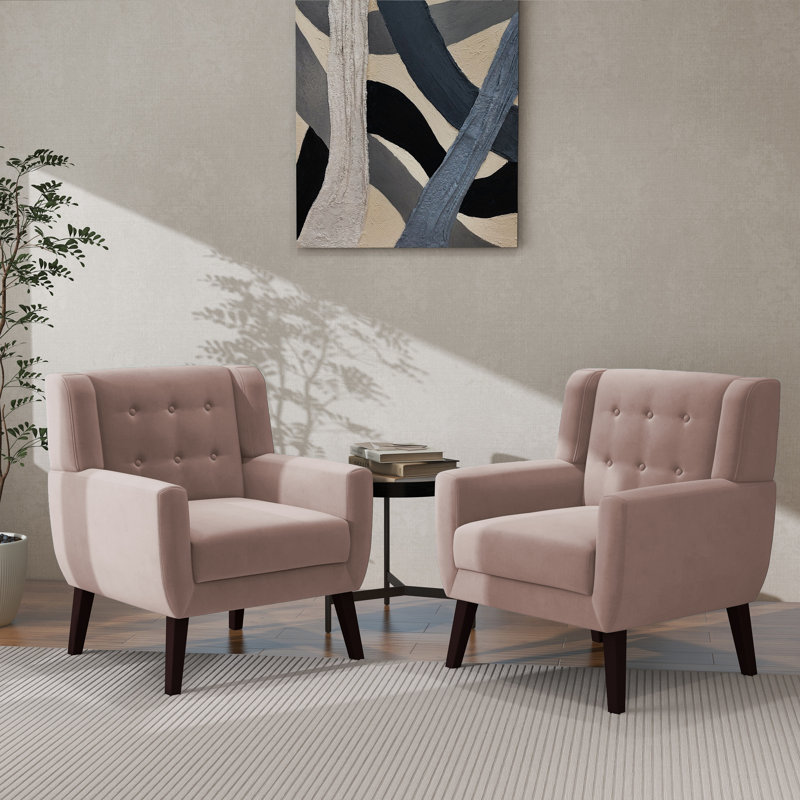 Jaqueze 73.4 Cm Wide Cotton Armchair, Skin Pink Velvet