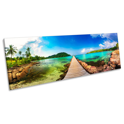 Jetty Tropical Beach - Wrapped Canvas Panoramic Print