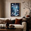Toile crâne foncé foncé avec lumière bleue d'Halloween-1350723526