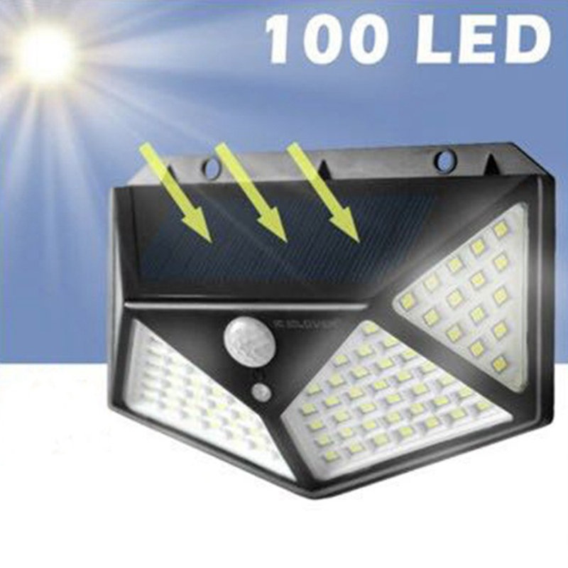 100 LED Solar Power Wall Lights Outdoor Waterproof Motion Sensor Security Light for Garden Garage