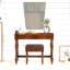 Bureau d'écriture en bois massif avec 2 tiroirs Wexford, console traditionnelle et coiffeuse pour petits espaces, bureau personnel étroit avec rangement, brun noyer-2137668273