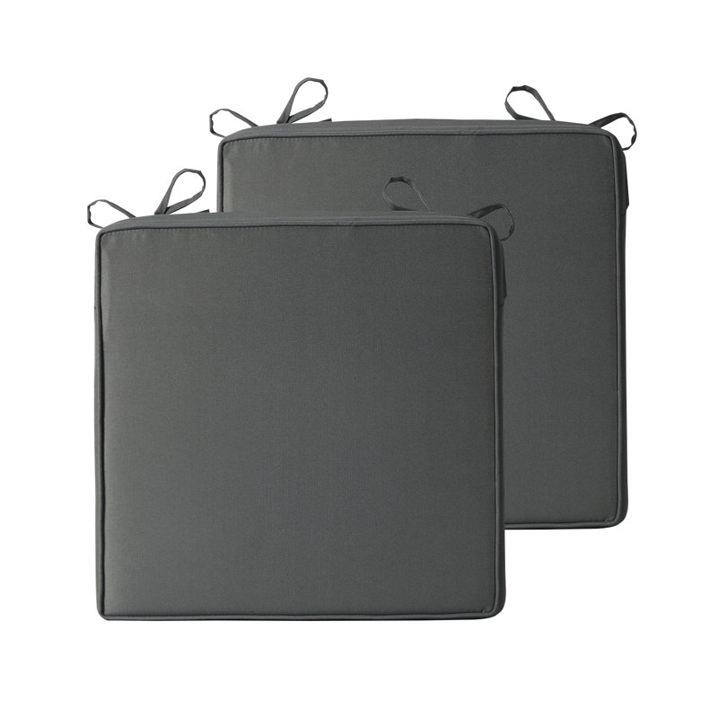 Outdoor Chair Cushions Set of 2, 19" x 19" x 4" Waterproof Patio Seat Cushions with Tie Straps, Fade-Resistant Replacement Cushions for Patio Chairs