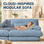 Canapé d'angle modulaire de luxe, canapé nuage surdimensionné en forme de L pour salon, canapé profond avec pouf convertible, bleu chenille-1262364979