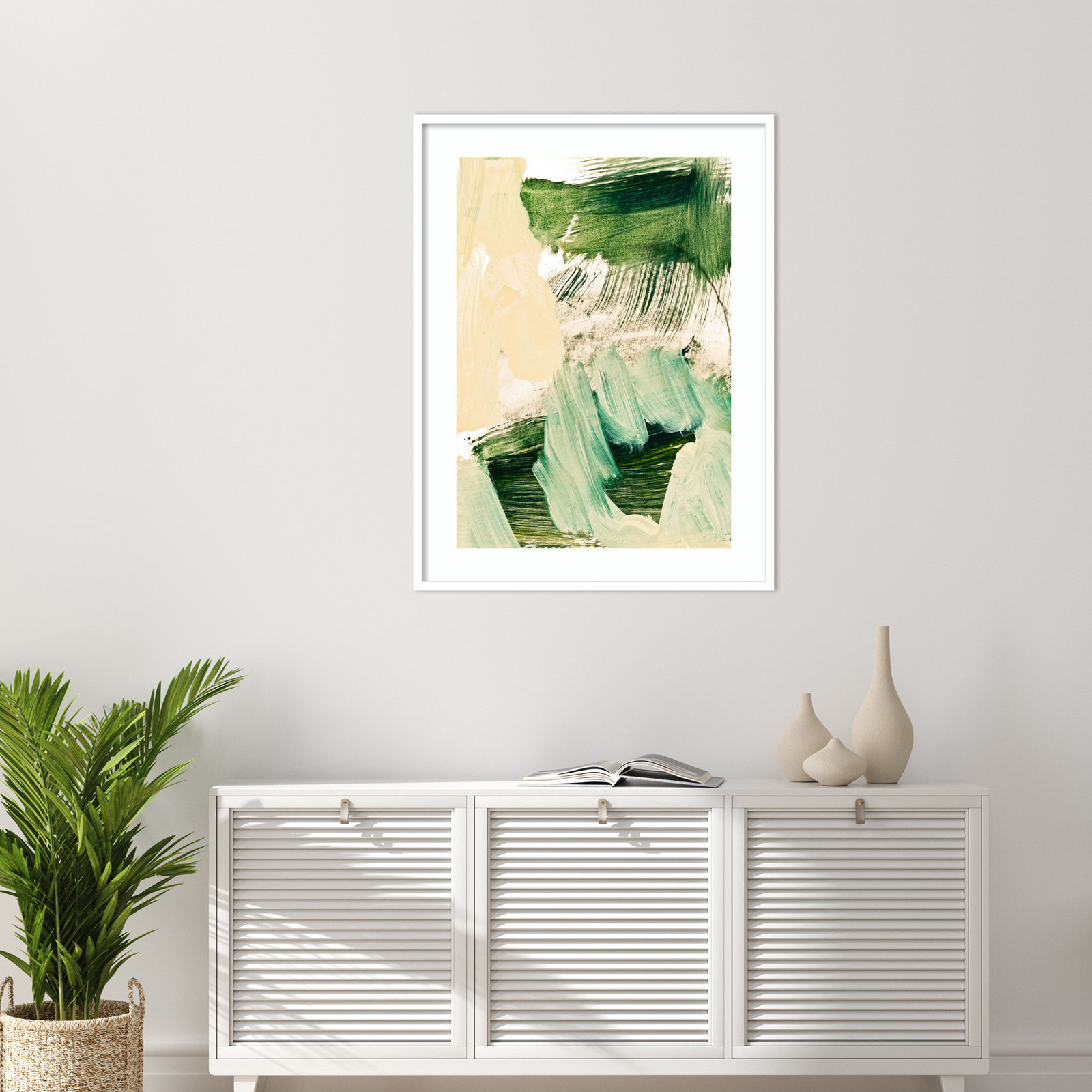 Elphaba "Minimalist Painting 09" Print, White Framed, 41" H x 31" W