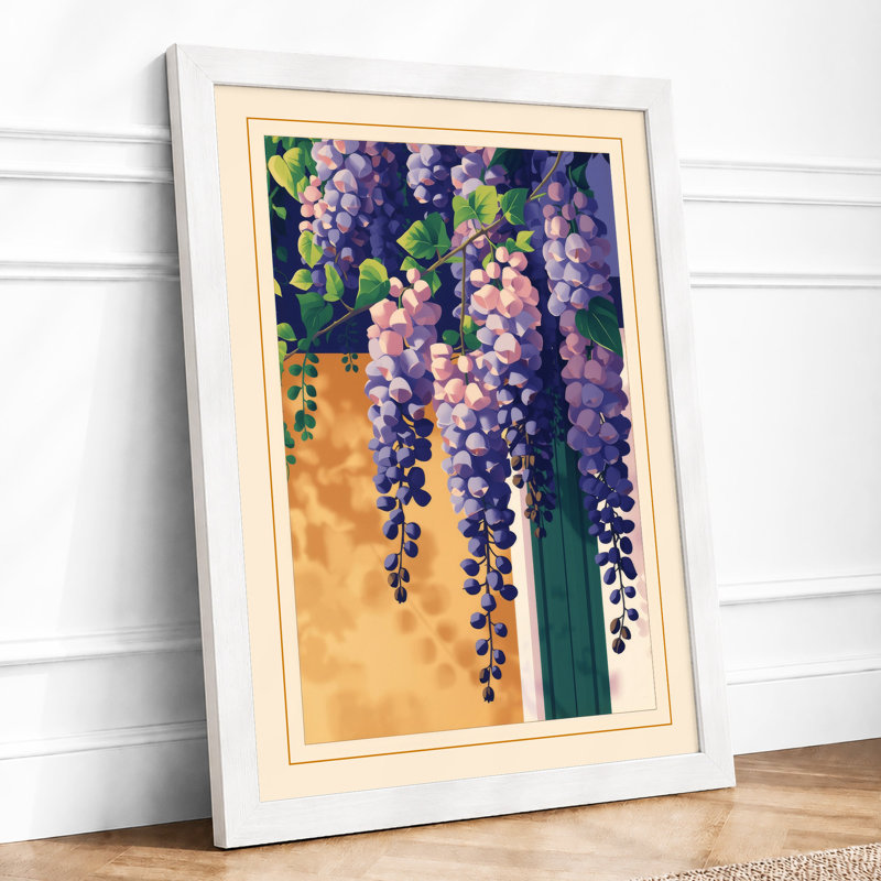 Wisteria in Terracotta Botanical - Framed Print, A4 - 29.7 x 21.0 cm, White