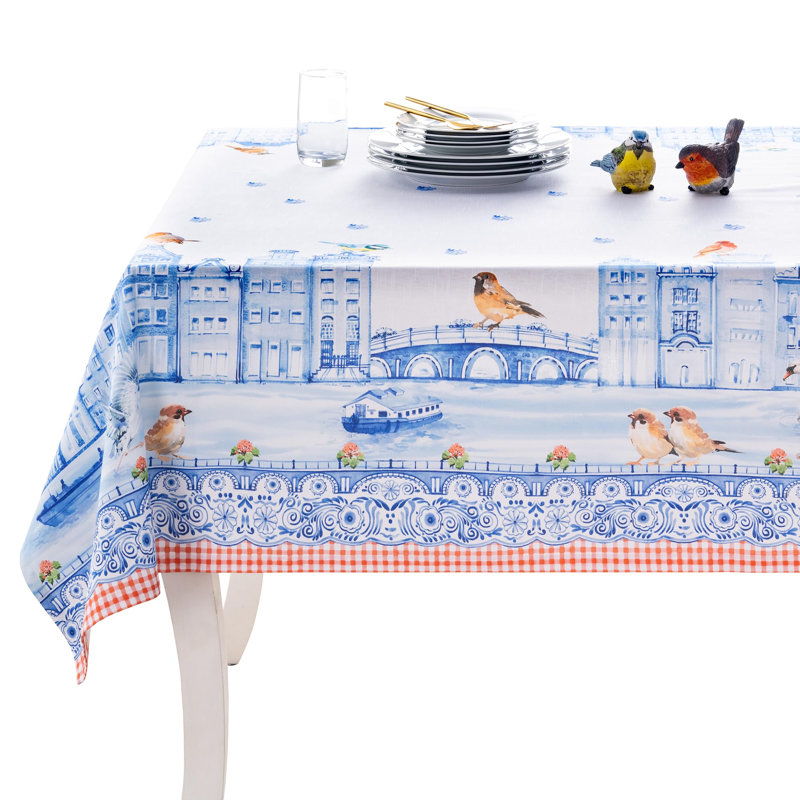 Maison d' Hermine Table Cloth Rectangle Table 100% Cotton 60 x 120 Inches Tablecloth Reusable Decorative for Dining Room Farmhouse Home Valentines Day Decorations Spring Summer - Amsterdam Canals