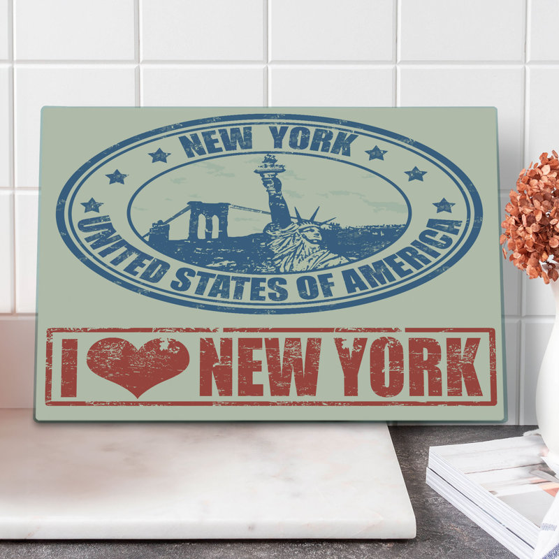 Planche à découper vintage Ambesonne grande taille Love NYC en rouge bleu bleu orange