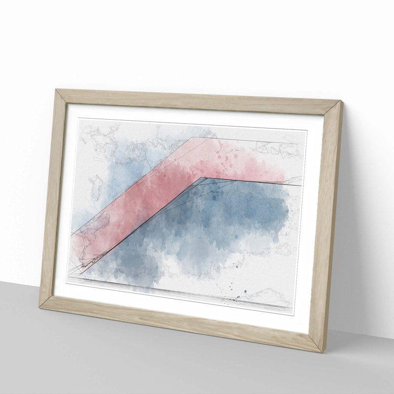 Heading Down in Abstract - Picture Frame Painting Print, 36cm H x 48cm W x 2cm D, Oak Framed