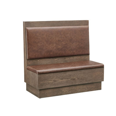 Cabine simple L 47 po x H 46 po avec siège et dossier en vinyle brun, structure en placage de noyer